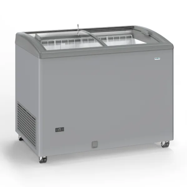 Gefrierschrank Edelstahloptik mit Glasschiebetüren - 300 L