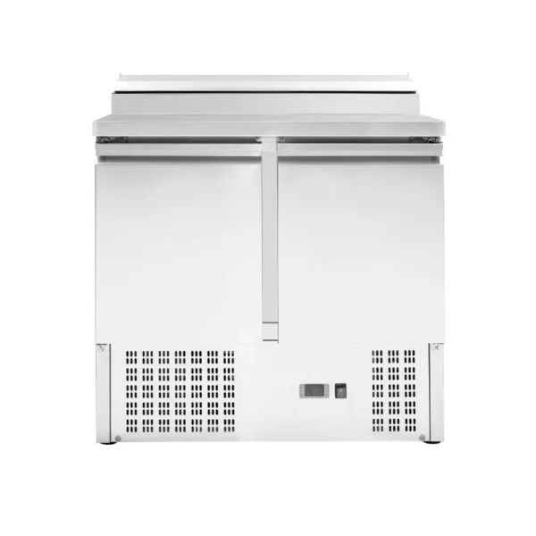 Saladette Kühlschrank 240 L 2 Türen Edelstahl Schiebedach, 5 GN 1/6 Behälter, Statische Kühlung 0/+10 °C
