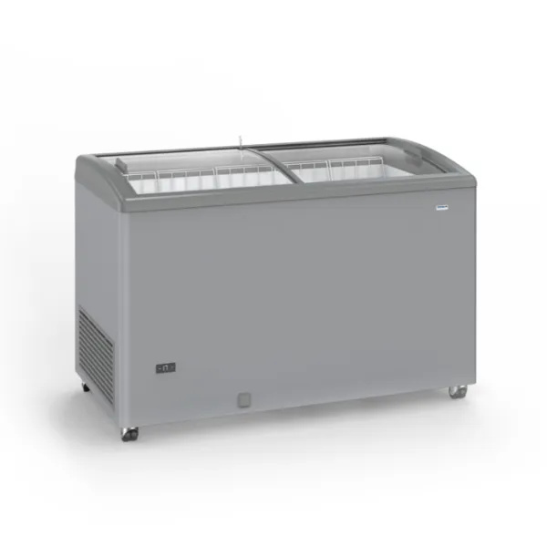 Gefrierschrank mit Edelstahloberfläche und Schiebetüren aus Glas - 400 L