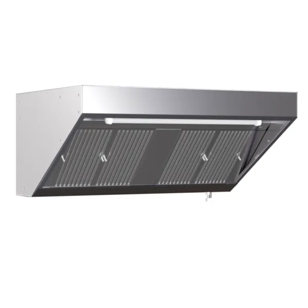 Wandhaube Snack Edelstahl AISI 304 4400 mm, LED-Beleuchtung, Ohne Motor, Filter Inklusive