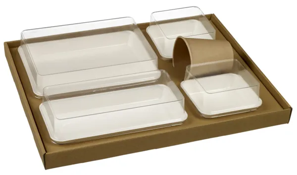 Paket Tablett aus Kraftpapier - Umweltfreundlich - Packung mit 30